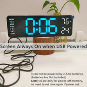 Horloge Murale LED Moderne – Réveil Numérique 12/24H